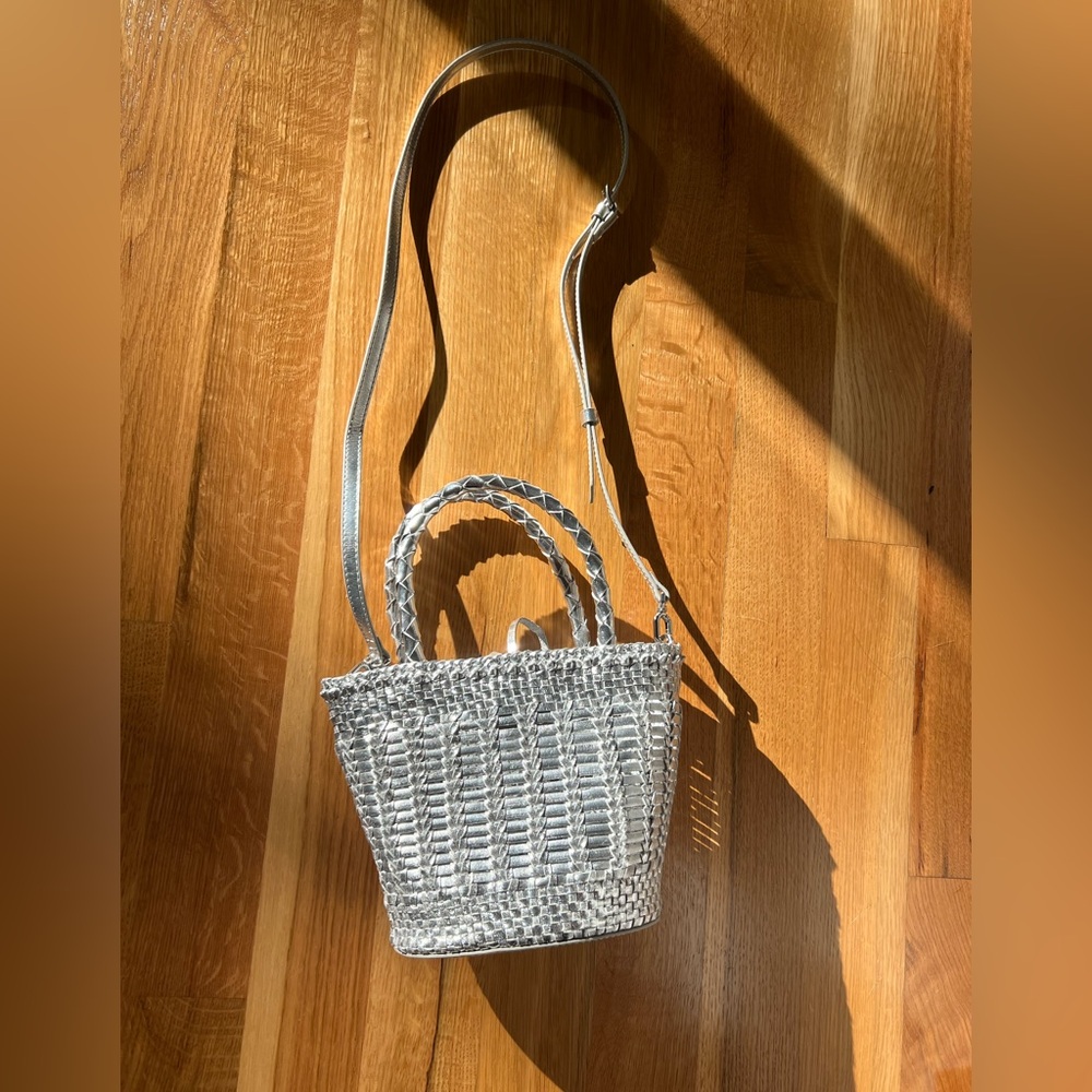 Silver Woven J. Crew Handbag